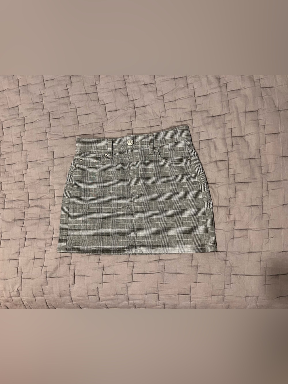 American Eagle Outfitters Gray Plaid Mini Skirt